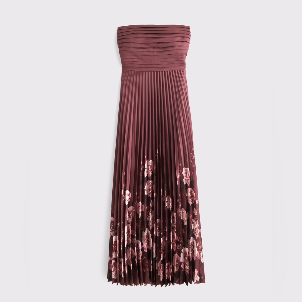 The A&F Giselle Strapless Drama Maxi Dress M Red Floral Abercrombie & Fitch NWT
